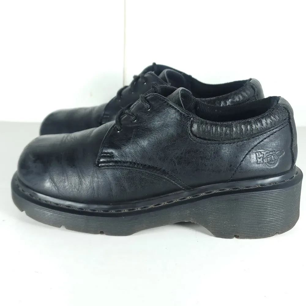 Dr. Martens Francesca Women's US8 UK6 Leather Chunky Heel Black Derby Oxford